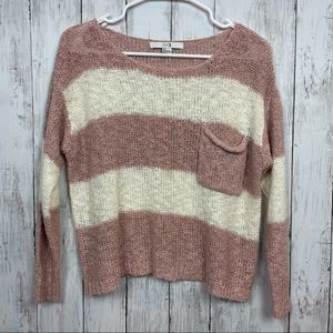 XXI Womens Small Knit Striped Pink White Sweater Pullover Sweatshirt Casual